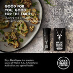 Oryx Black Pepper Grinder - 1.26oz - Manual Refillable Grinder with Premium Whole Black Peppercorns from Madagascar - Perfect for Home Cooking & Gourmet Meals - refillable reusable +20x grinder head