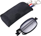 Folding Reading Glasses for Women Men, Blue Light Blocking Anti UV Computer Reader Glasses Spring Hinge with Case(+250,black)
