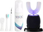 Ultrasonic Toothbrush for Adults Automatic Toothbrush with Soft Bristles Rechargeable Portable 30'' Automatic Timer Wireless Charging Washable for Travel & Home Use (Black)