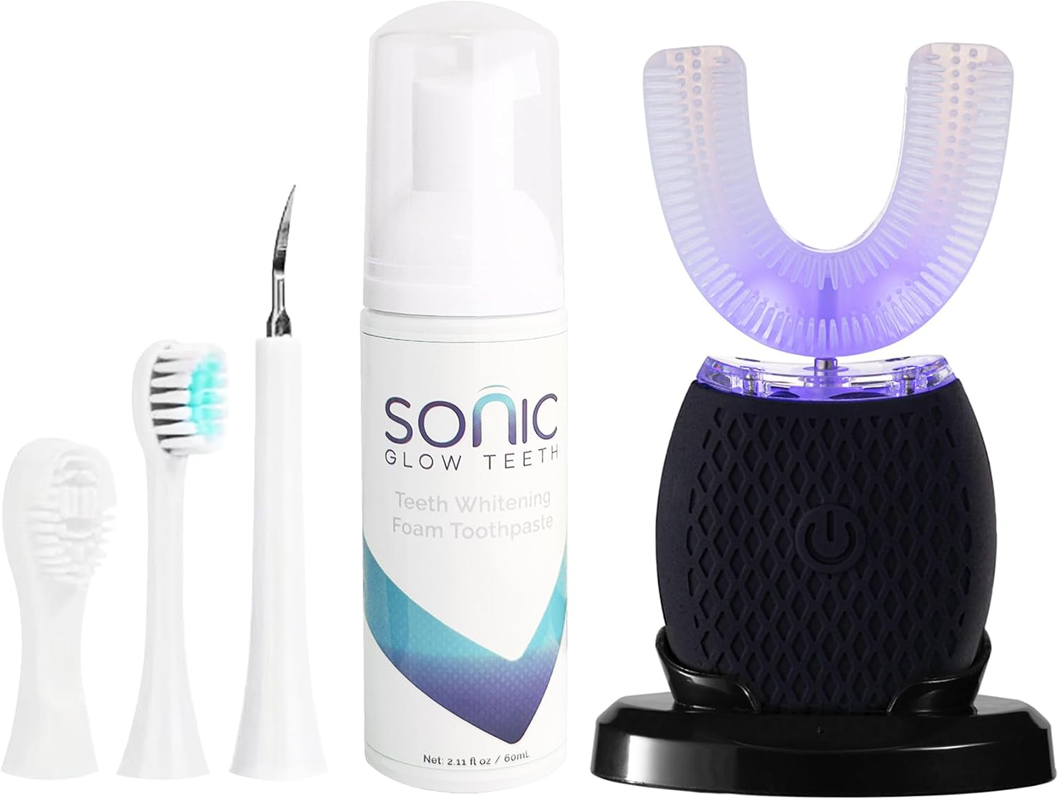 Ultrasonic Toothbrush for Adults Automatic Toothbrush with Soft Bristles Rechargeable Portable 30'' Automatic Timer Wireless Charging Washable for Travel & Home Use (Black)