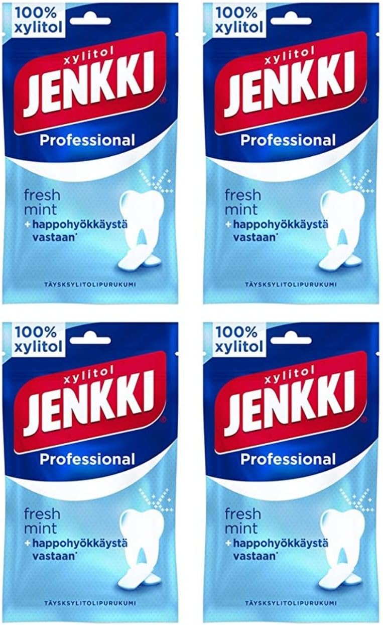 Cloetta Jenkki Xylitol Professional Freshmint Chewing gum 4 Pack of 90g