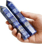 Natural Lapis Lazuli Crystal Point - 5.8-6.2 inch Raw Stone Hand-Polished Wand for Third Eye Activation, Chakra Balancing,Spiritual Healing & Meditation(Lapis Lazuli /5.8-6.2 inch 2pcs)