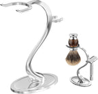 Linkidea Razor Holder Stand, Zinc Alloy Shaving Brush Organizer with Non-Slip Base, Safety Shaver Kit for Shower, Bathroom Compatible with Vikings Blade the Chieftain (Chrome)