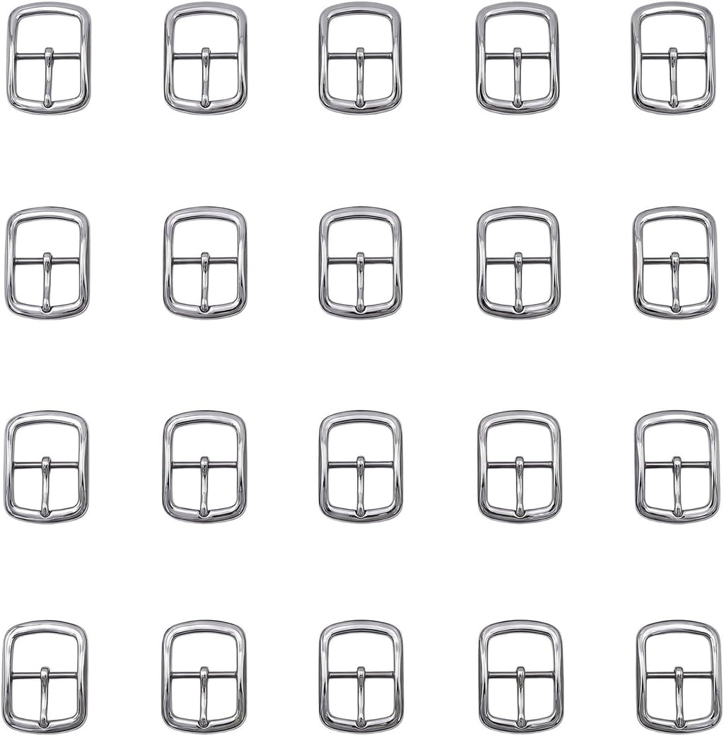 UPSTORE 20PCS Metal Single Prong Belt Buckles Shoes Buckle Rectangle Center Bar Pin Buckles for Shoes Bags Belts DIY Hardware