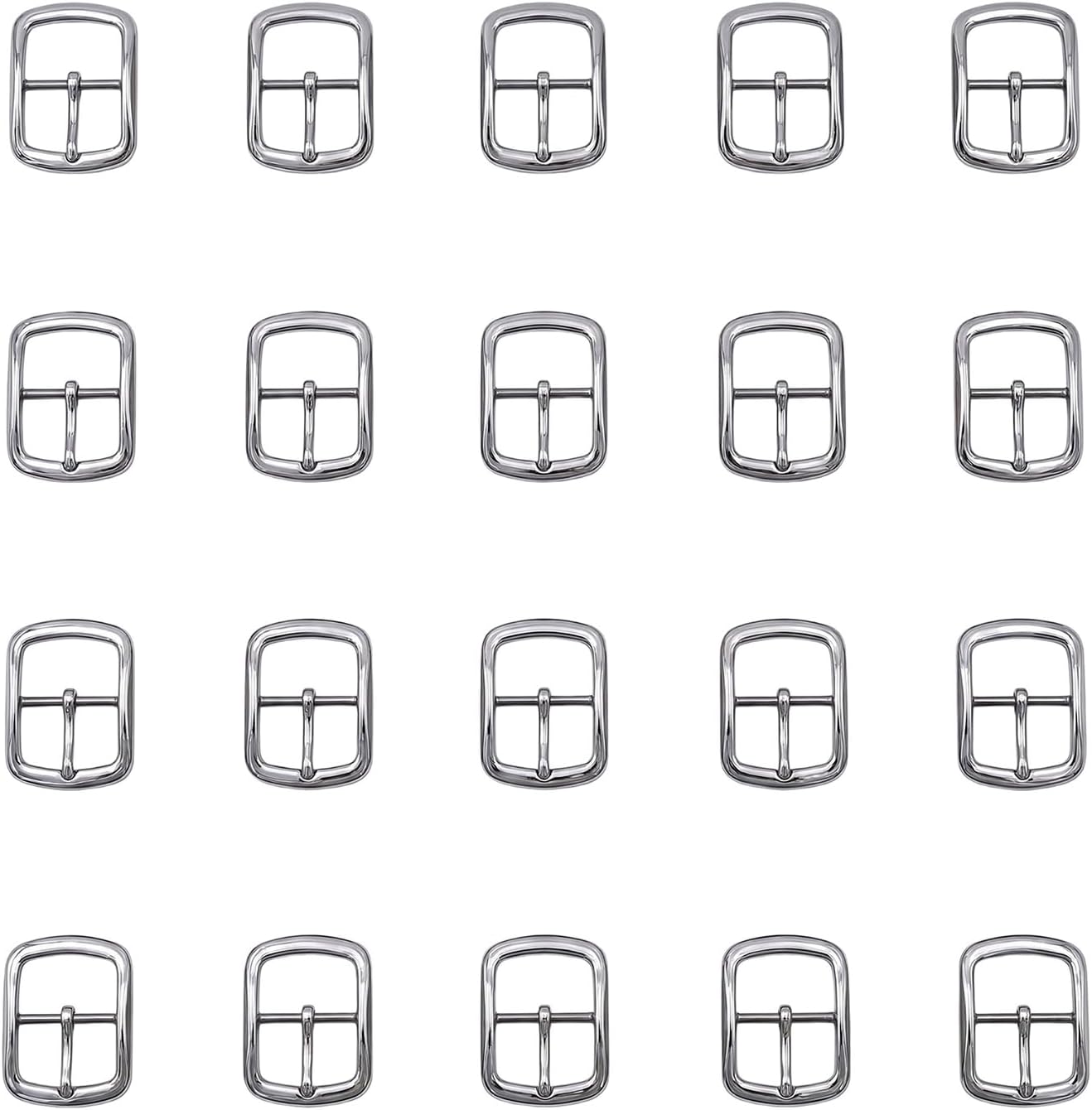 UPSTORE 20PCS Metal Single Prong Belt Buckles Shoes Buckle Rectangle Center Bar Pin Buckles for Shoes Bags Belts DIY Hardware