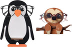 Handmade Animal Glasses Holder Stand Penguin and Sloth Eyeglass Stands, Wood Sunglasses Display Rack, Creative Home Office Desk Decor Organizer (Sloth+Penguin)