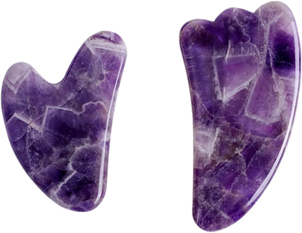Natural Amethyst Jade Roller Gouache Scraper for Face Gua Sha Massage Tool Set SPA Scraping Stone Facial Lift Up,Type 7