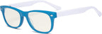 Eyekepper Computer Gaming Glasses for Kids - Blue Light Filter UV420 Rays Protection - Boys Girls Anti Glare Digital Glasses for Reading Screen - Blue Frame/White Arm