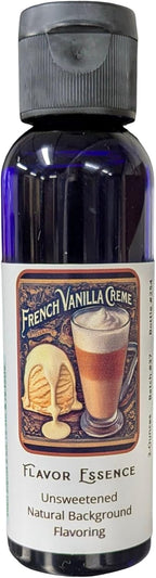 FRENCH VANILLA CREME Flavoring by Flavor Essence (Unsweetened, Natural Background Flavoring) 2 Oz.| For Beverages: coffee/tea, shakes, smoothies, bar drinks. For Foods: baking, doughs, batters, frostings, yogurt