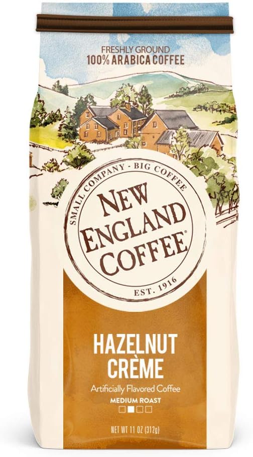 New England Coffee Hazelnut Creme Medium Roast Ground Coffee, 11oz Bag (Pack of 3)