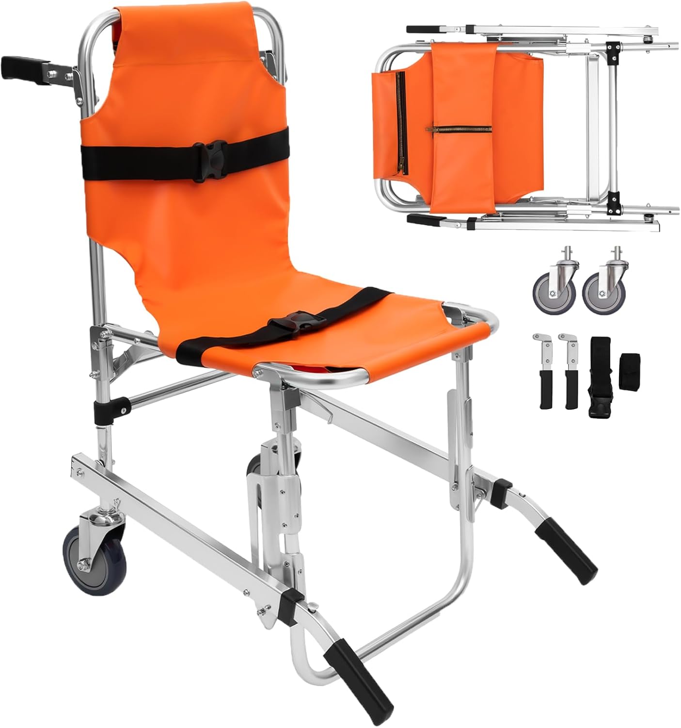 Manual Lift Stair Chair, 350lbs Portable Aluminum Alloy Folding Transportation Climbing Stair Chair for Daily Transfer Evacuation Chair to Assist Moving Elderly Lift Chair USA Stock