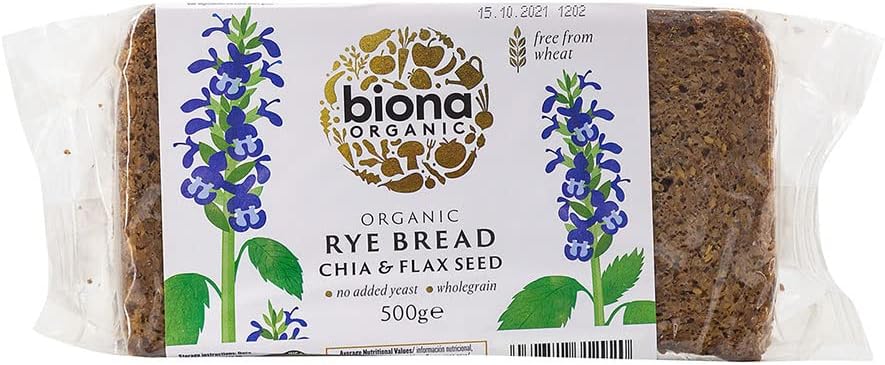 Biona Organic Rye Bread with Chia & Flax Seed 500g - 2 Pack