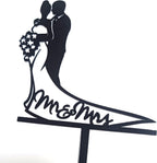 Cake Topper Black Acrylic Mr&Mrs with Couples Wedding Birthday Decorations Party Favor Cake Accessory Gift 3403-BL (Pack of 1)