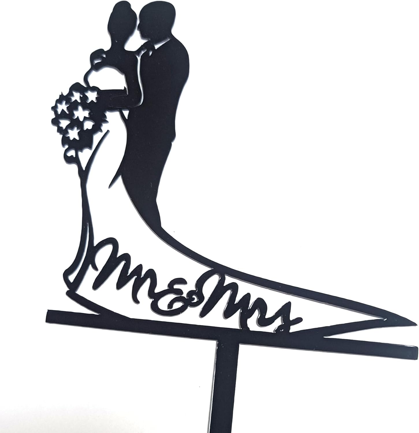 Cake Topper Black Acrylic Mr&Mrs with Couples Wedding Birthday Decorations Party Favor Cake Accessory Gift 3403-BL (Pack of 1)