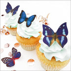 Edible Butterflies Small Premium Crafted Made in the USA Cake and Cupcake Toppers, Decoration (Blue)