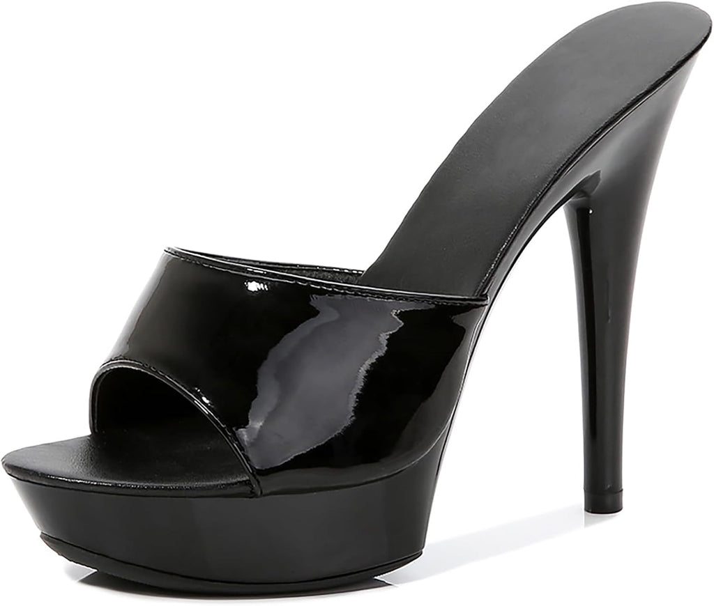 Women Fish Mouth Sky High Heel Platform Sexy Party Slides Round Open Toe Slip On High Heeled Backless Prom Sandals Fashion Stiletto Dress Bridal Evening Shoes