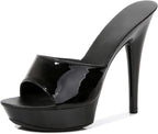 Women Fish Mouth Sky High Heel Platform Sexy Party Slides Round Open Toe Slip On High Heeled Backless Prom Sandals Fashion Stiletto Dress Bridal Evening Shoes
