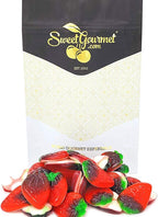 SweetGourmet Giant Strawberries With Cream | Bulk Gummy Candy | 1 Pound