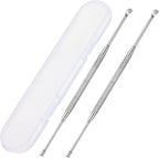 2 Pack Steel Ear Pick Ear Spoon Earwax Remover Spoon Ear Cleaner Ear Scraper Scratcher Stainless Steel Ear Cleaning Tool with Storage Box