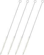 Juvale Straw Cleaner Brush - 12 In, Silver & White, 4-Pack - Stainless Steel Straw Cleaner Brush for Water Bottles & Pipes with Flexible Nylon Tip for Narrow Openings