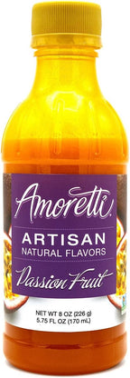 Amoretti - Natural Passion Fruit Artisan Flavor 8 oz - Perfect For Pastry, Savory, Brewing, and more, Preservative Free, Vegan, Gluten Free, Kosher Pareve, No Artificial Sweeteners, Highly