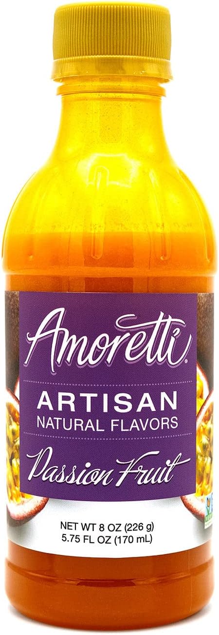 Amoretti - Natural Passion Fruit Artisan Flavor 8 oz - Perfect For Pastry, Savory, Brewing, and more, Preservative Free, Vegan, Gluten Free, Kosher Pareve, No Artificial Sweeteners, Highly