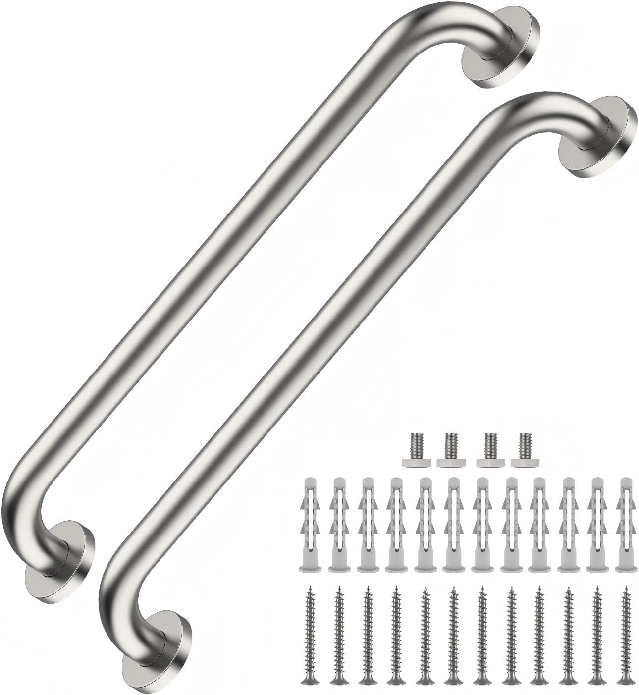 2 Pack 24 Inch Satin Brush Nickel Shower Grab Bar - 1.5" Diameter,ZUEXT Stainless Steel Bathroom Grab Bar, Bath Balance Bar,Safety Hand Rail Support, Handicap Injury Elderly Senior Assist Bath Handle