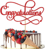 Congratulations Cake Topper,Congratulations 2026 Graduation Cake Topper,Graduation, Wedding, Retirement, Birthday, Anniversary, Celebration Party Decorations Supplies(Red)