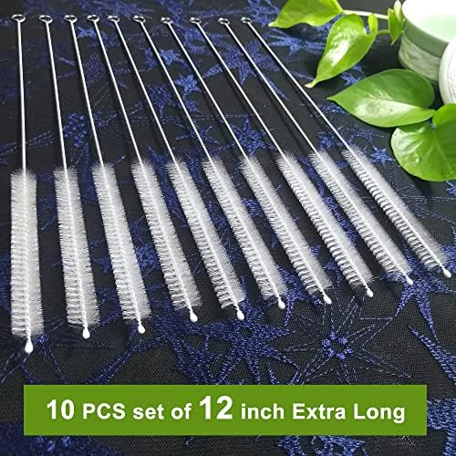 Straw Cleaner Brush Extend 12 inch, Extra Wide 12mm diam Pipe Cleaners, Extra Long Straw Brush for Sippy Cup, Water Bottle and Tubes, Drinking Straw Cleaning brush Set 10 Pack
