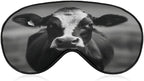 Black White Cow Face Sleeping Mask for Men Women,Sleep Masks with Adjustable Elastic Strap for Travel,Blackout Eye Mask for Pressure-Free & Sleeping Light Blocking