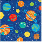 Vibrant Multicolor Blast Off Birthday Beverage Napkins (5" x 5") Pack Of 16 - Unique & Fun Design, Soft & Absorbent Paper Napkins - Perfect For Kids Parties