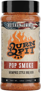 Burn Pit BBQ Pop Smoke Memphis Style BBQ Rub - Great with Ribs, Poultry, Beef, and Pork - 0g Sugar and 1g Carbs - All-Natural, Gluten-Free, Non-GMO and No MSG - Veteran Owned - 12 oz (340g)