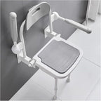 Folding Shower Seat for Seniors and Disabled – Portable Wall-Mounted Bath Chair with Support Legs and Armrests