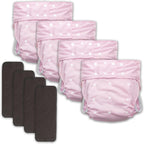 4 Pack Adult Cloth Diapers with Diaper Inserts Waterproof Adult Diapers Women Adjustable Reusable Diaper with Snaps Leak Proof Washable Incontinence Underwear for Men Incontinence Panties