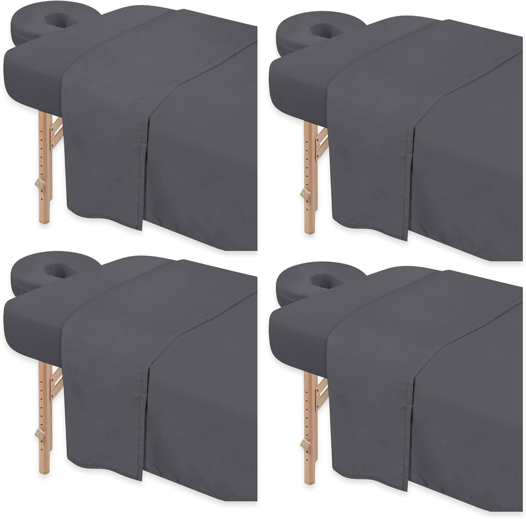 4 Sets Premium Microfiber Massage Table Sheets Set 3 Piece Set Includes Massage Table Cover Fitted Sheet and Fitted Face Rest Cover, Grey