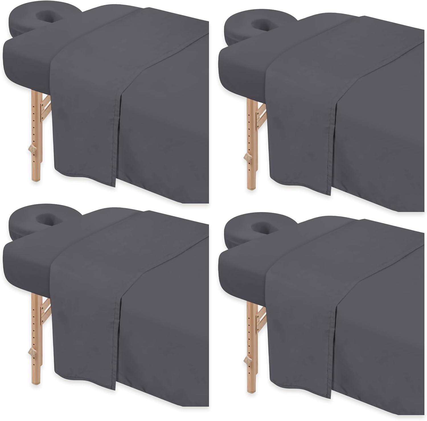 4 Sets Premium Microfiber Massage Table Sheets Set 3 Piece Set Includes Massage Table Cover Fitted Sheet and Fitted Face Rest Cover, Grey