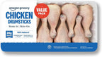 Amazon Grocery, Chicken Drumsticks Value Pack, Bone-In Skin-On, 100% Natural, Weight Varies