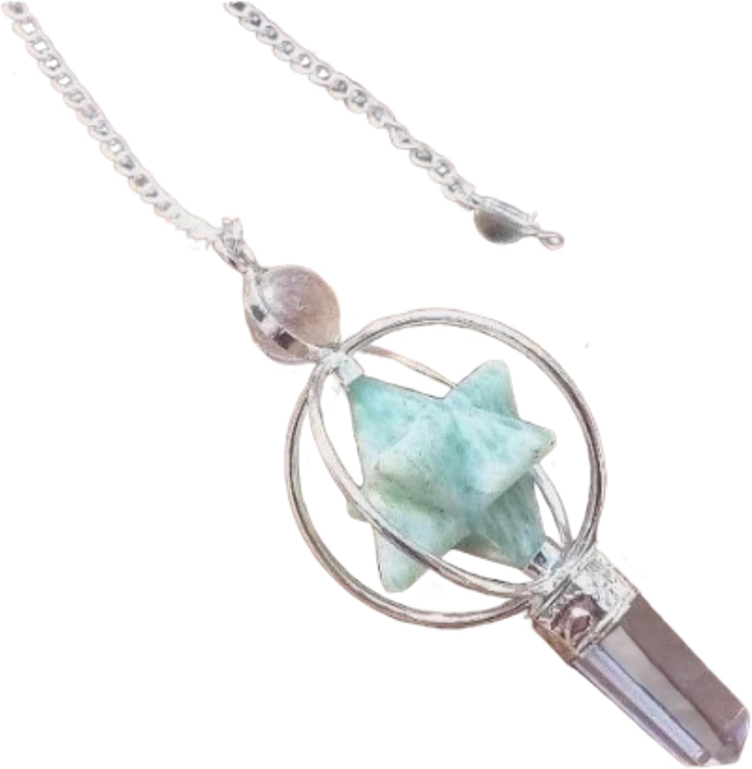 Jet Amazonite Spinning Merkaba Pendulum Dowsing Chakra Balancing Healing Positive Energy Mental Peace Reiki Communication Approx Size 2.5 Inch
