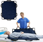Bed Positioning Pad with Reinforced Handles, 50" X 40" Multipurpose Waterproof Transfer Sheet for Turning, Lifting & Sliding, Reusable Washable Patient Positioning Sheet for Bedridden, Caregiver, Blue