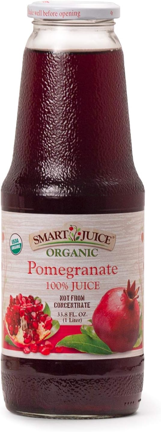 Smart Juice Organic Pomegranate Juice - 33.8 fl oz (1L) - (Pack of 6) 100% Juice Not From Concentrate