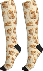 Cute Dog Compression Socks Women Men, Knee High Stockings For Nurse Running Travel Athletic, Dog Lover Gift