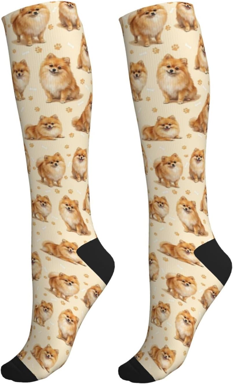 Cute Dog Compression Socks Women Men, Knee High Stockings For Nurse Running Travel Athletic, Dog Lover Gift