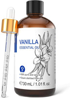 HIQILI Vanilla Essential Oil, 100% Pure Natural, Beginner-Friendly for Making DIY Perfume, Candle & Soap, Blends with Lotion for Dry Skin Comfort, Ideal for Home Diffuser - 30ml/1 FL OZ