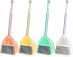 Nicunom Set of 4 Mini Broom with Dustpan for Kids, Children Broom and Dustpan Set Cleaning Set Boys Girls Little Housekeeping Helper Set for Kitchen Bathroom Pet