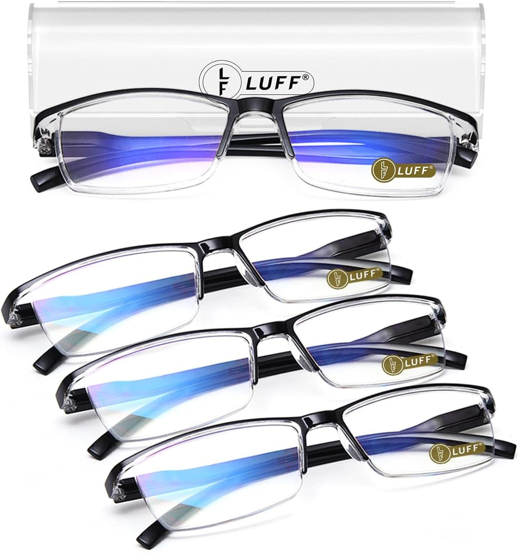 LUFF 4Pcs Anti-Blue-ray Reading Glasses Portable Ultra-Light Readers(1.5X)