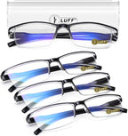 LUFF 4Pcs Anti-Blue-ray Reading Glasses Portable Ultra-Light Readers(1.0X)