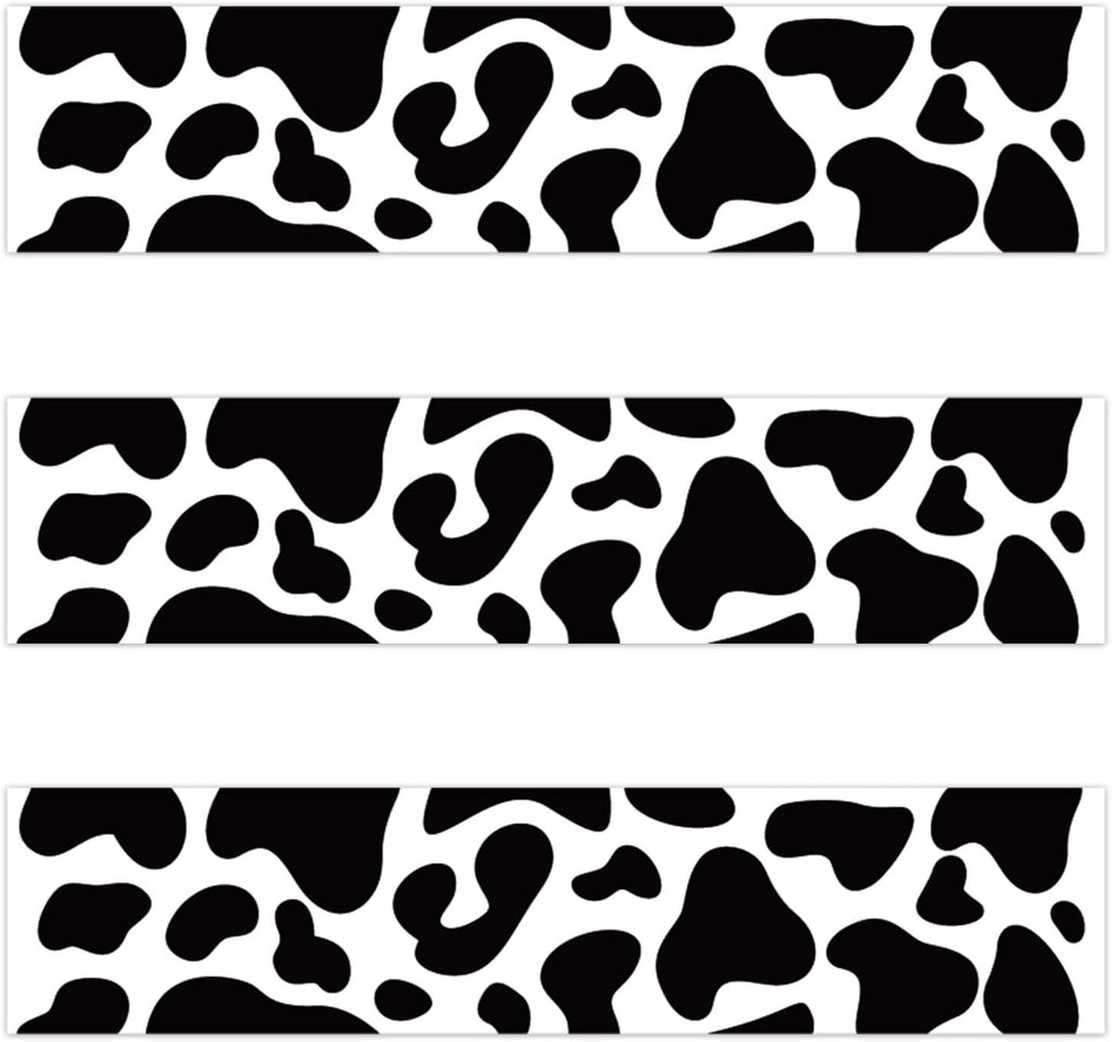 3pcs Cow Print Edible Cake Borders, 11.02x2.44in Cute Edible Wrap Strips Pre-Cut Glutinous Rice Paper Birthday Cake Decorations Cow Theme Birthday Party Decor Supplies