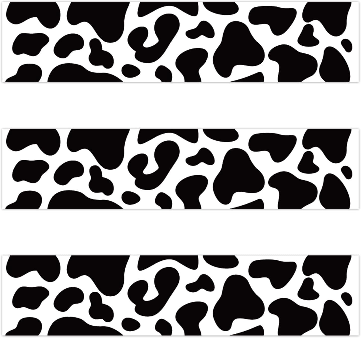 3pcs Cow Print Edible Cake Borders, 11.02x2.44in Cute Edible Wrap Strips Pre-Cut Glutinous Rice Paper Birthday Cake Decorations Cow Theme Birthday Party Decor Supplies