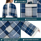 PAVILIA Fleece Blanket with Sleeves for Women Men Adults, Wearable Blanket Warm Soft Plush, Snuggle Pocket Sleeved TV Throw Wrap, Cozy White Elephant Gifts Ideas for Mom Wife, Plaid Blue