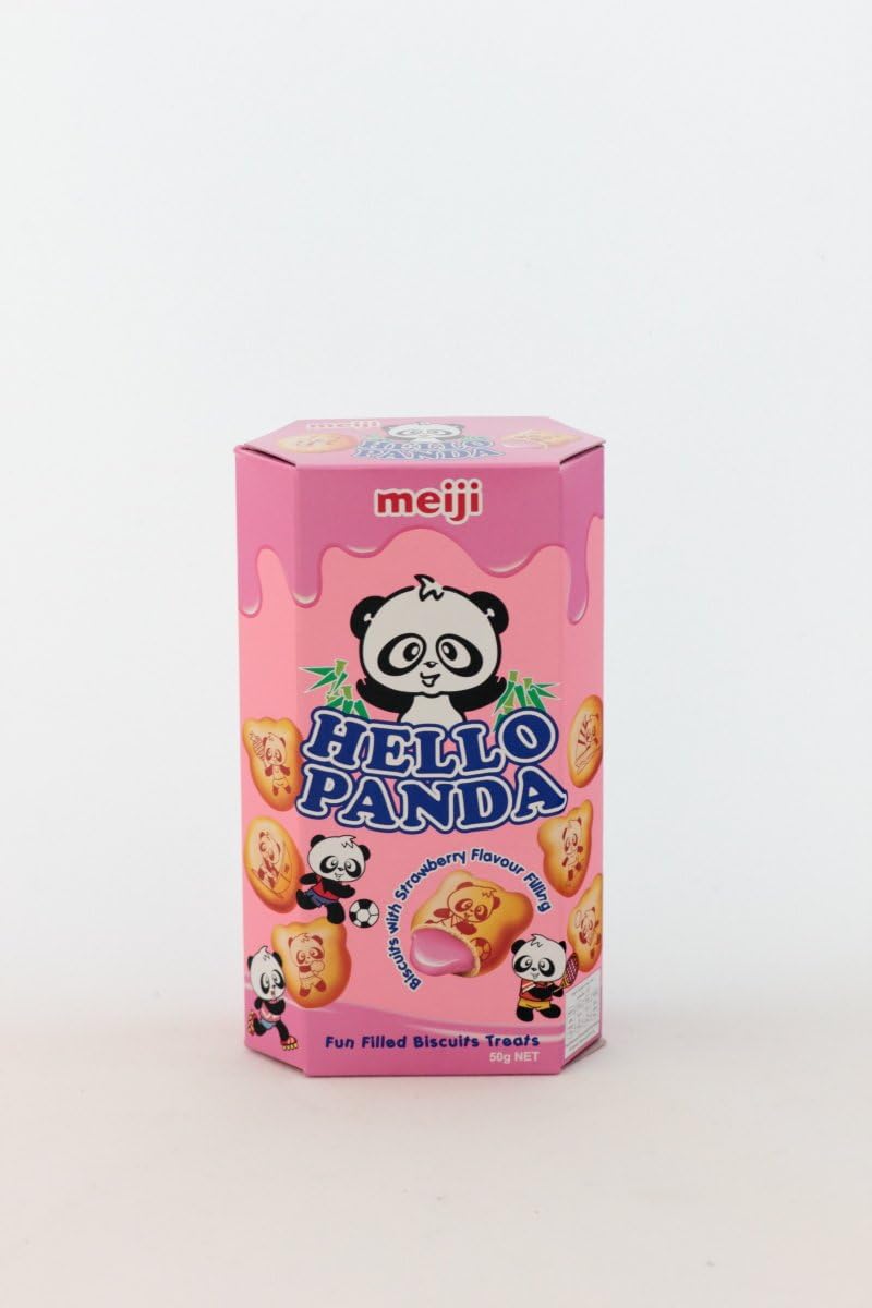 Meiji Hello Panda Biscuits with Strawberry Flavor Filling - 1.76 Oz (Pack of 2)
